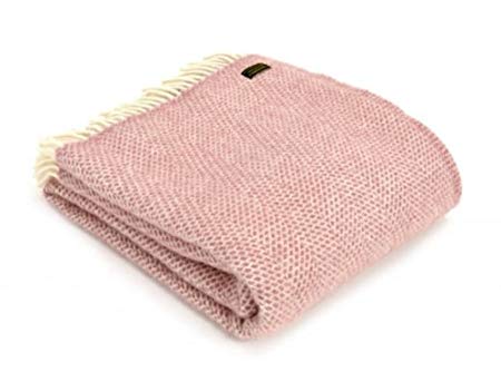 Tweedmill Dusky Pink Beehive Pure New Wool Throw 150cm x 183cm