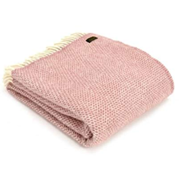 tweedmill-dusky-pink-beehive-pure-new-wool-throw-150cm-x-183cm