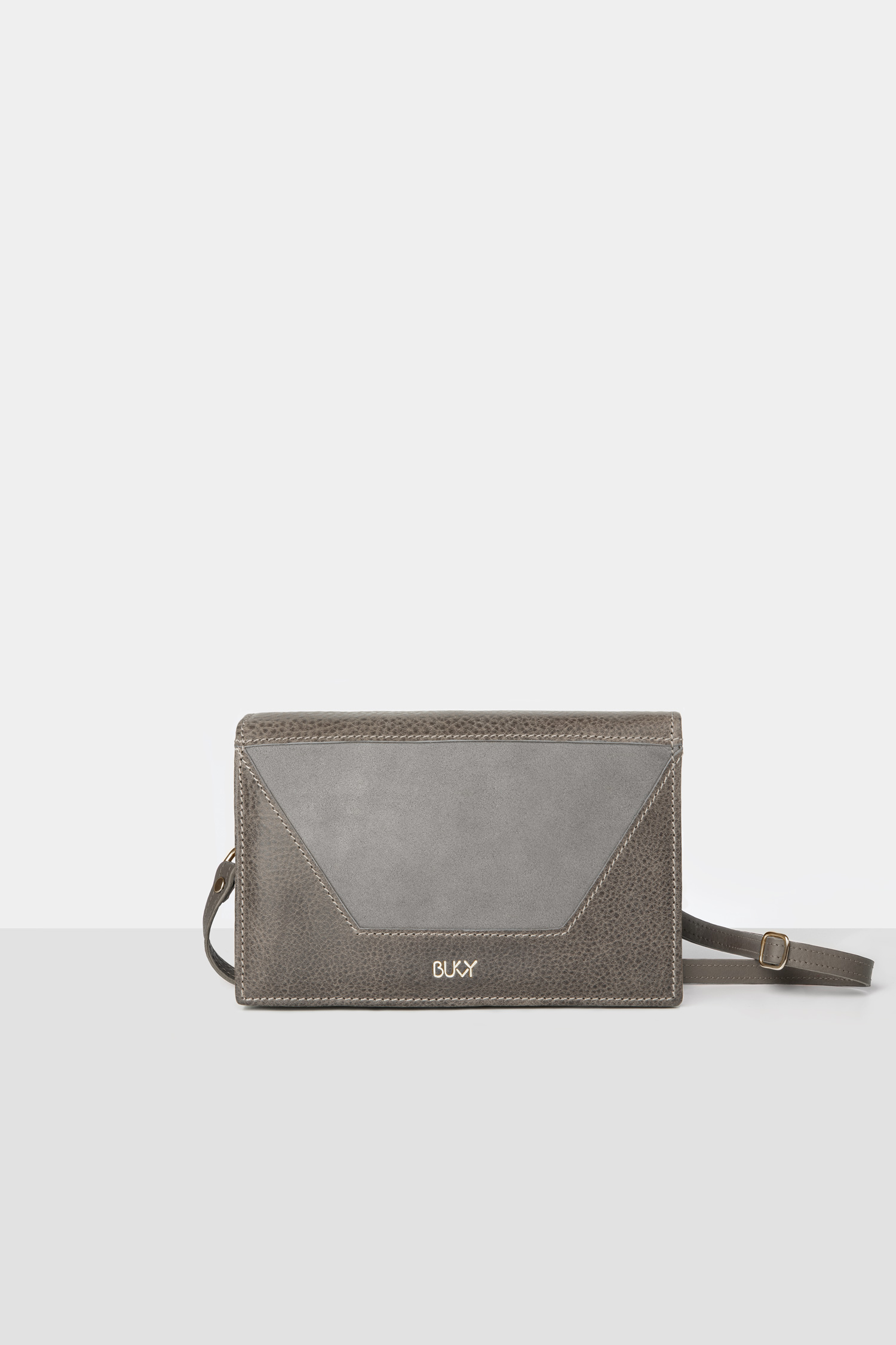 Bukvy Shikibu Wallet Bag - Grey Marble with Silver Fittings