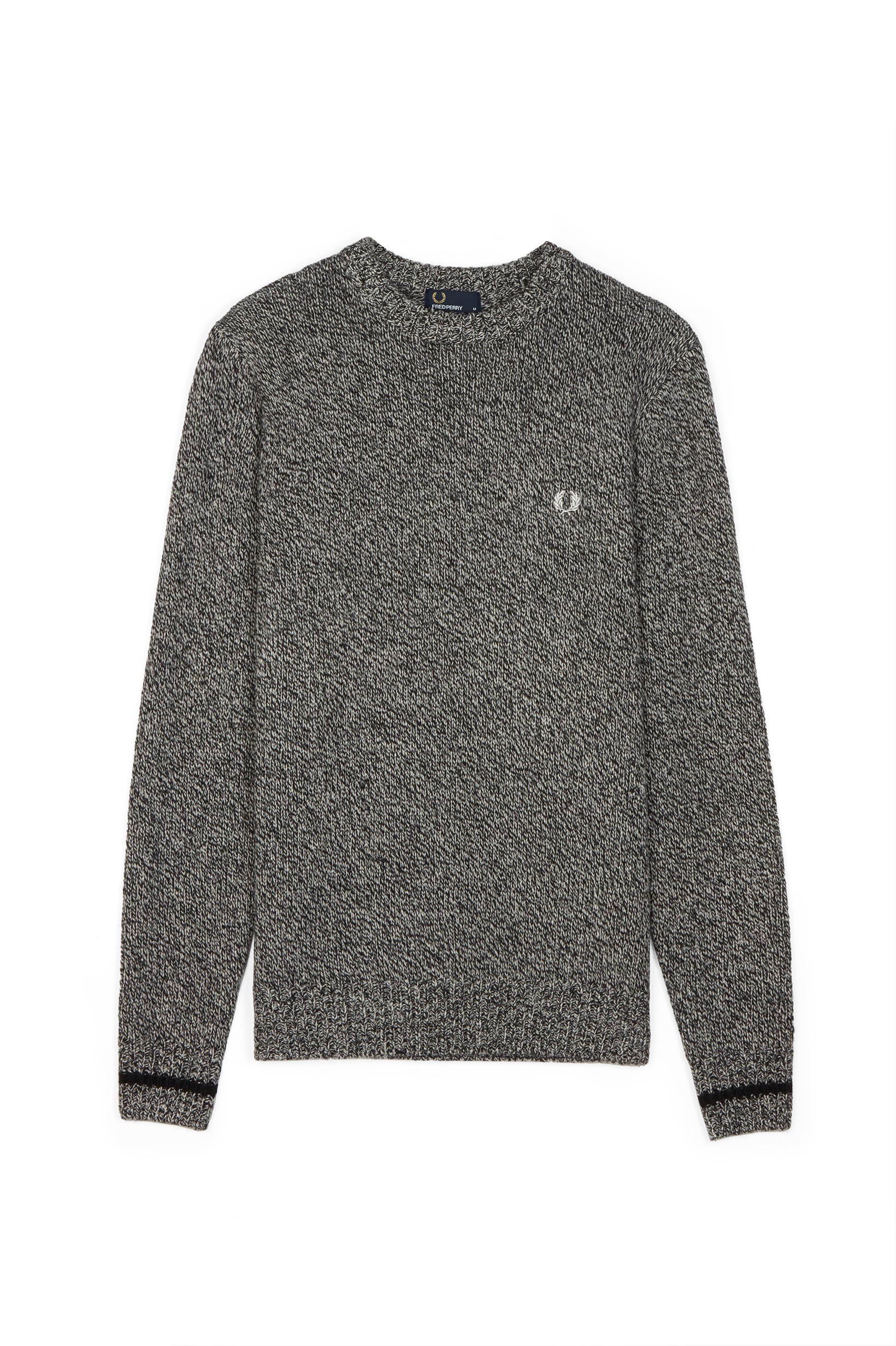 Fred Perry Tipped Crew Neck Jumper - Black Twist