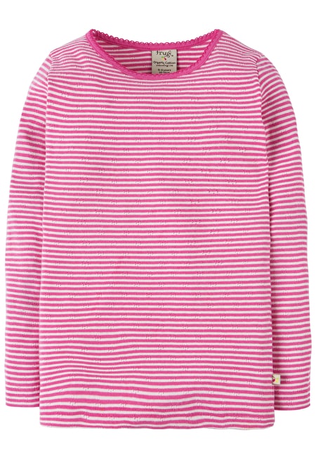 Frugi River Blue Pointelle Stripe 4 To 5 Years Mia Pointelle Top