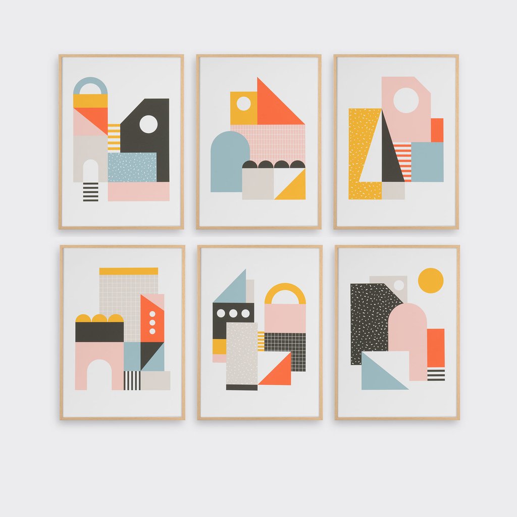 Tom Pigeon  Explorers Set Of Six A5 Geometric Prints