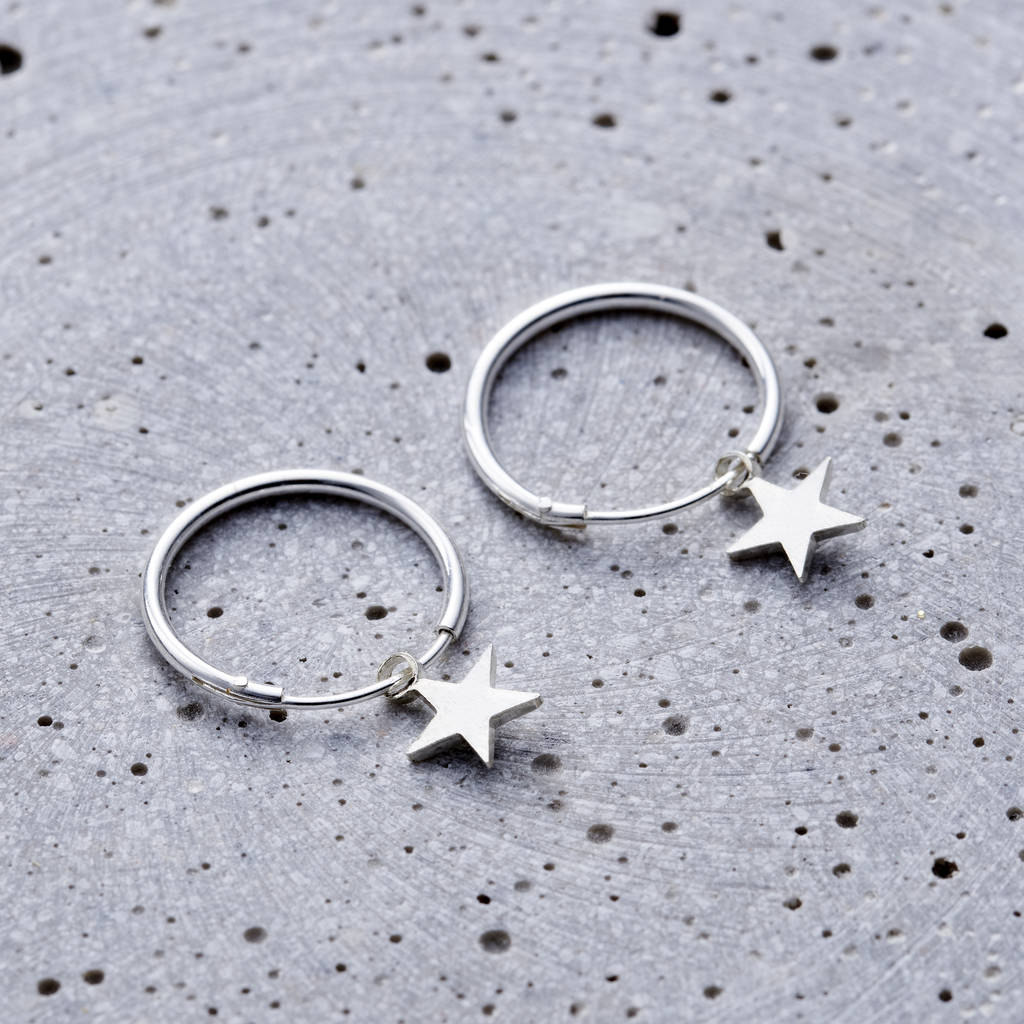 Posh Totty Designs Sterling Silver Star Hoop Earrings