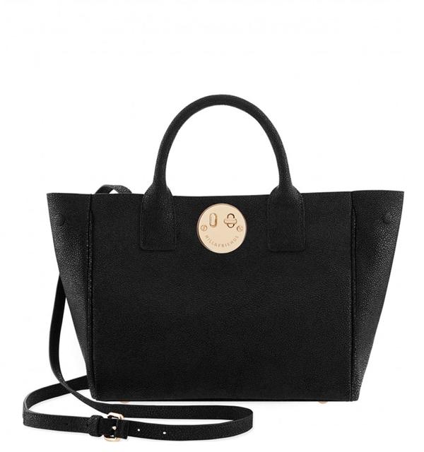 Hill & Friends Black Liquorice Pebbled Happy Mini Tote Bag