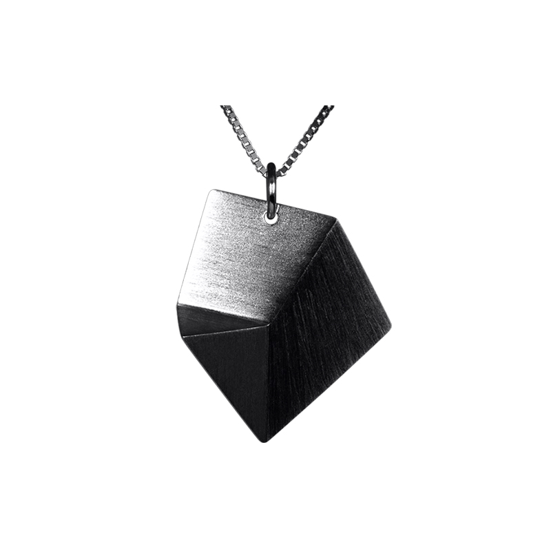 Sofie Lunøe Large Flake Oxidized Silver Pendant with Long Chain