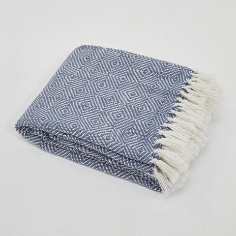 Luma Navy And White Diamond Blanket 