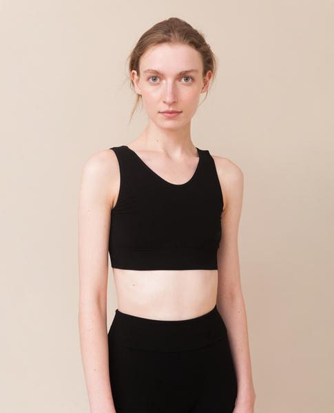 Beaumont Organic Black Jo Bamboo Cropped Vest Top  