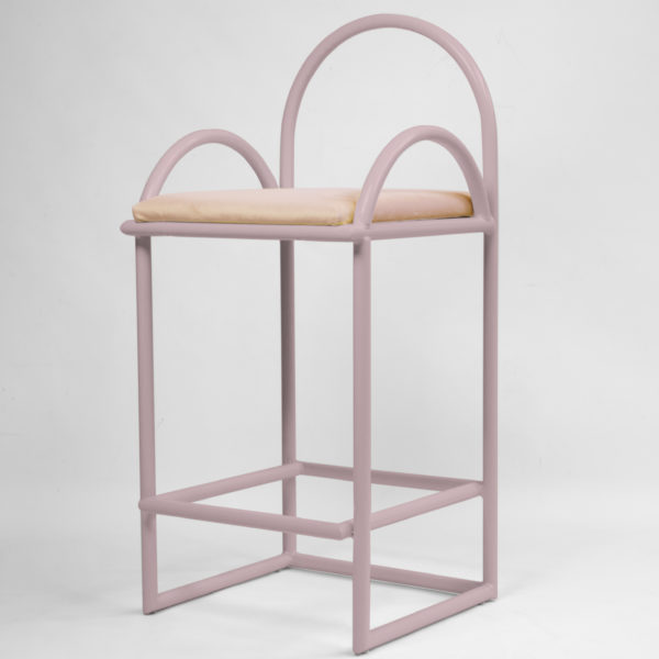 Arco Collection Velvet Pink Stool