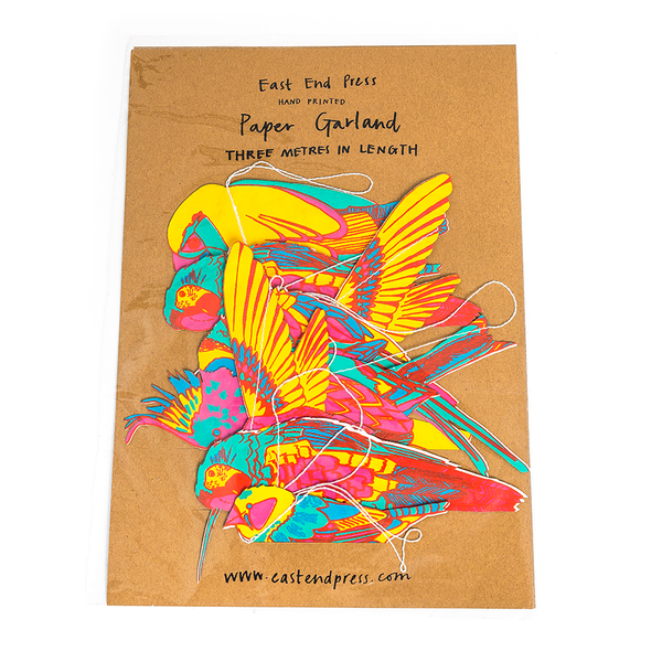 East End Press Tropical Birds Screenprinted Paper Garland