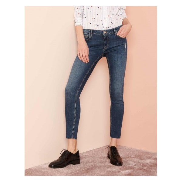 Reiko Blue Lily Mid Rise Cropped Skinny Jeans