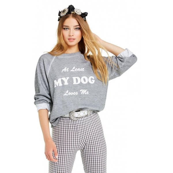 Wildfox Heather Grey My Dog Loves Me Sweater