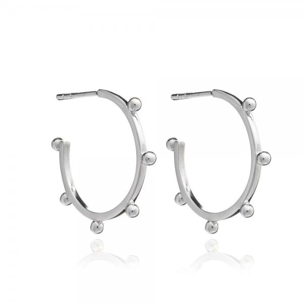 Rachel Jackson Medium Sterling Silver Punk Hoops Earrings 