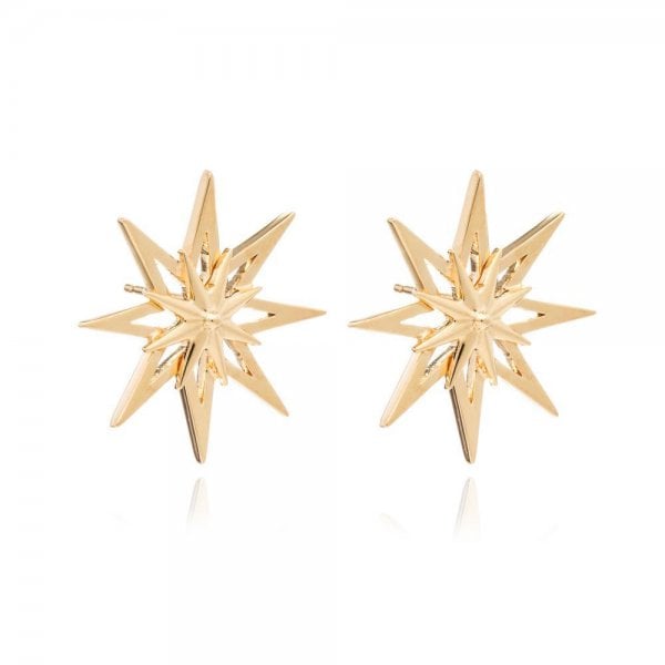 Rachel Jackson Large 22ct Gold Plated Sterling Silver Rockstar Stud Earrings