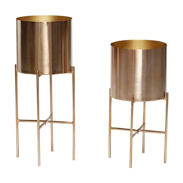 Mink Interiors Modern Brass Planter On Stand (large - height 55cm)