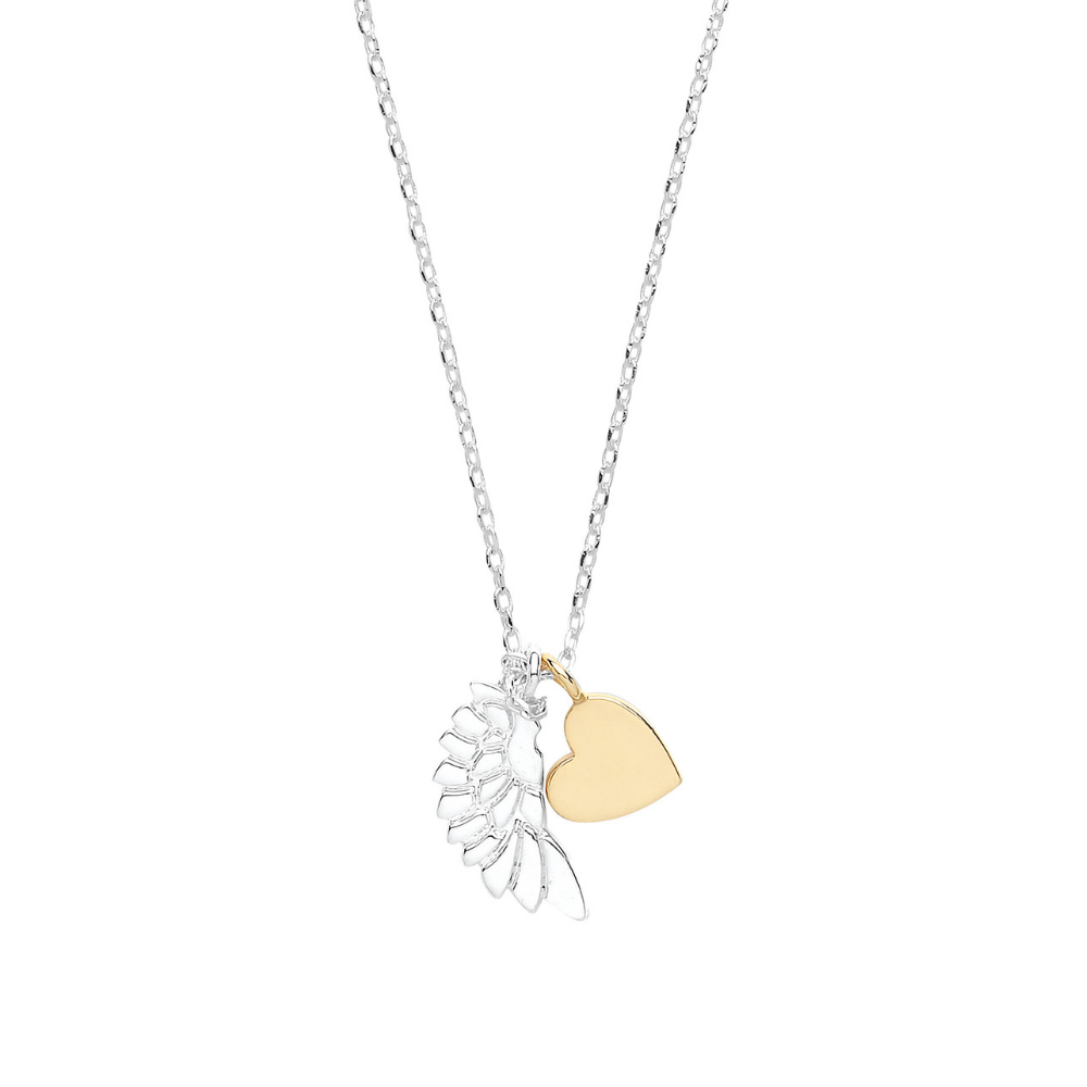 Estella Bartlett  Gold and Silver Plated Wing and Heart Necklace