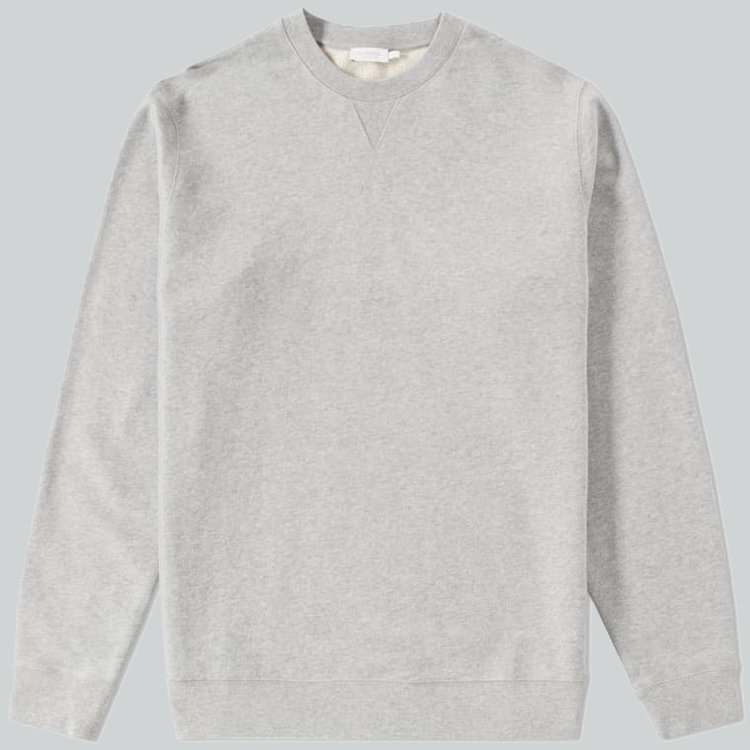 Sunspel Grey Melange Loopback Crew Sweatshirt