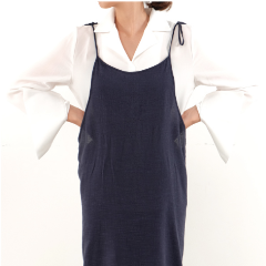 TISSH Dark Navy Soft Apron Dress