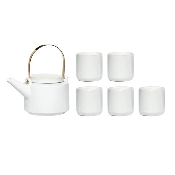 Hubsch Teapot Set With 5 Mugs