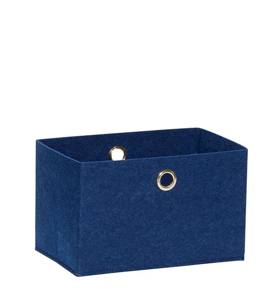 Hubsch Medium Blue Square Felt Storage Basket 