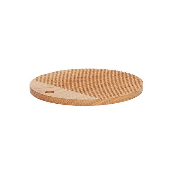 Hubsch Medium Round Oak Cutting Board With Lines 