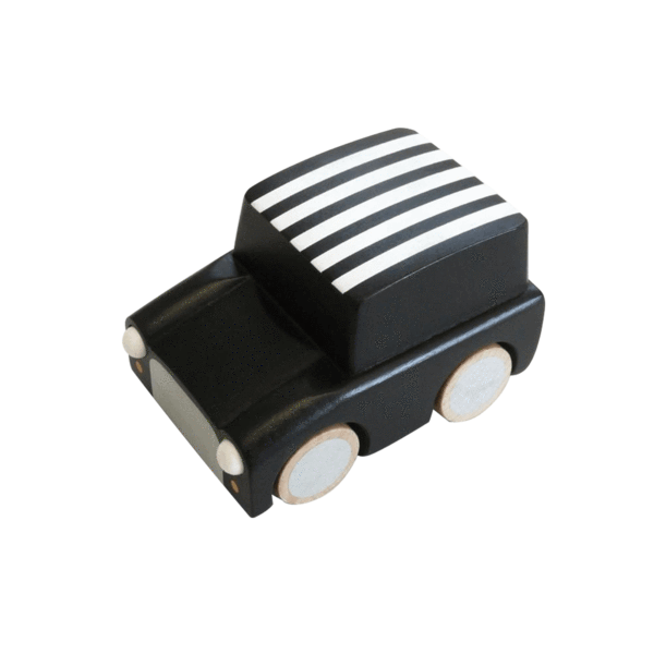 Kiko Black Stripes Classic Wooden Wind Up Car 