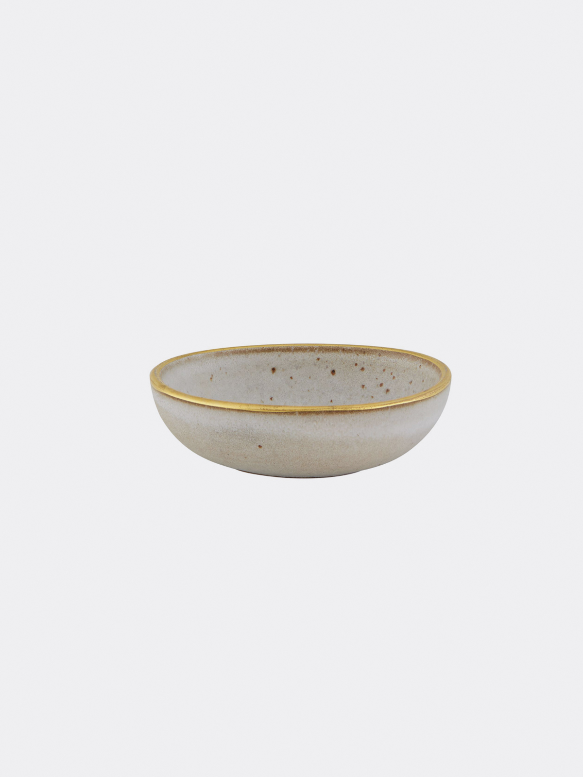 Casa Alegre White Matt Gold Stone Glazed Mini Bowl with Gold Trim