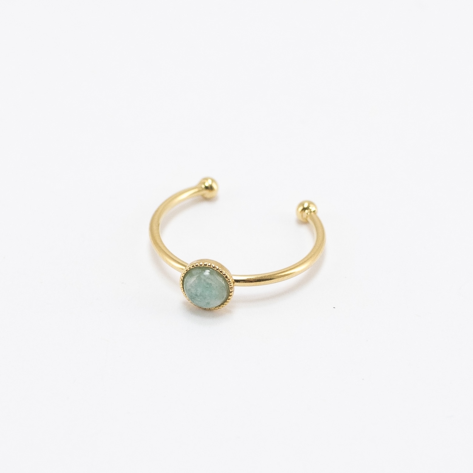 Viadoli Gold-plated Nymphéa ring with Amazonite stone 