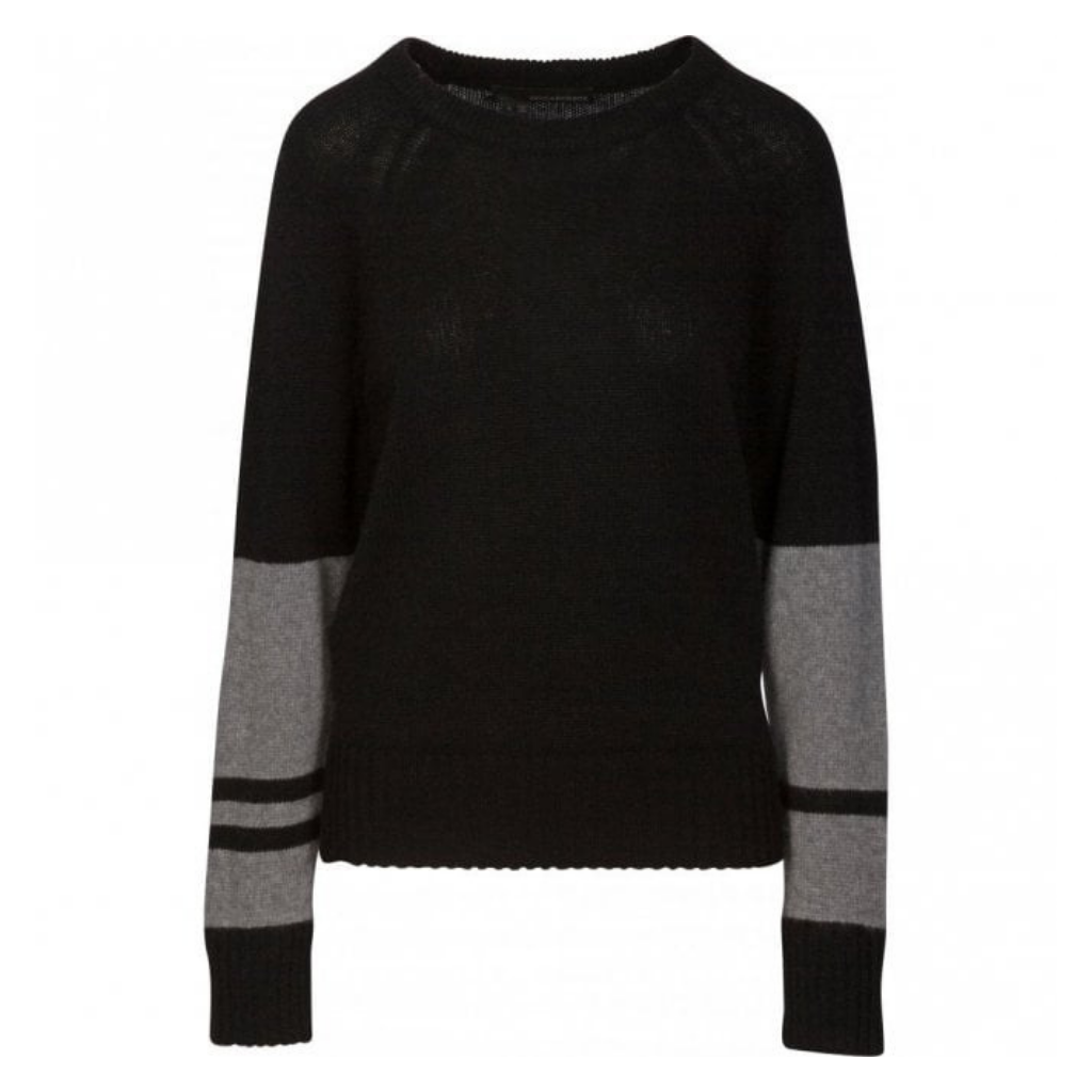 360 Cashmere Black & Grey Lorina Jumper