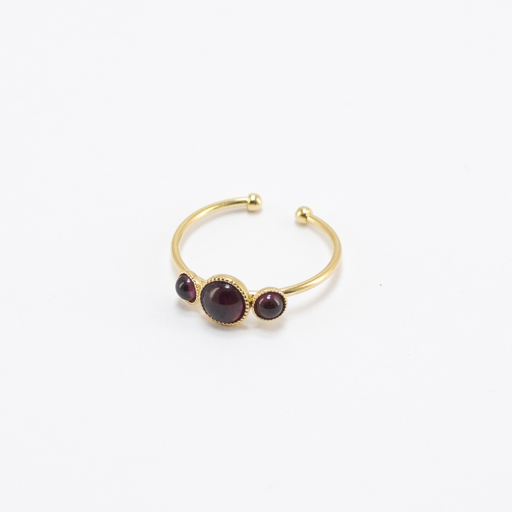 Viadoli Gold-plated Marguerite ring with Red Garnet stones 