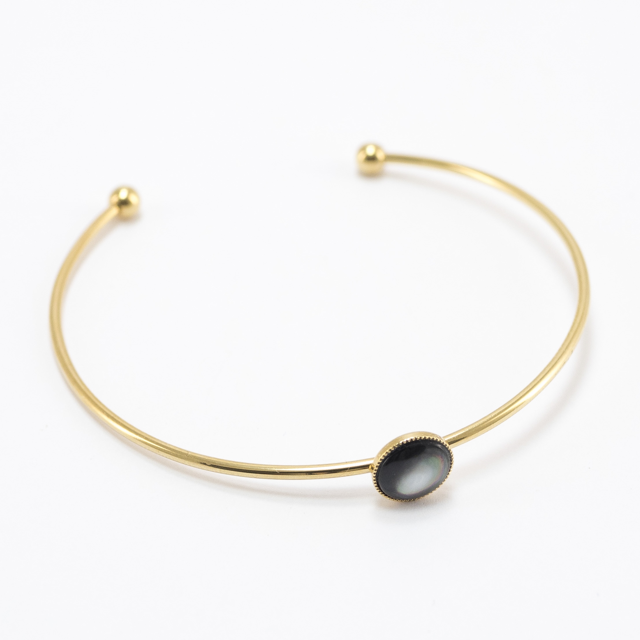 Viadoli Gold-plated Nymphéa bangle with grey Mother-of-Pearl