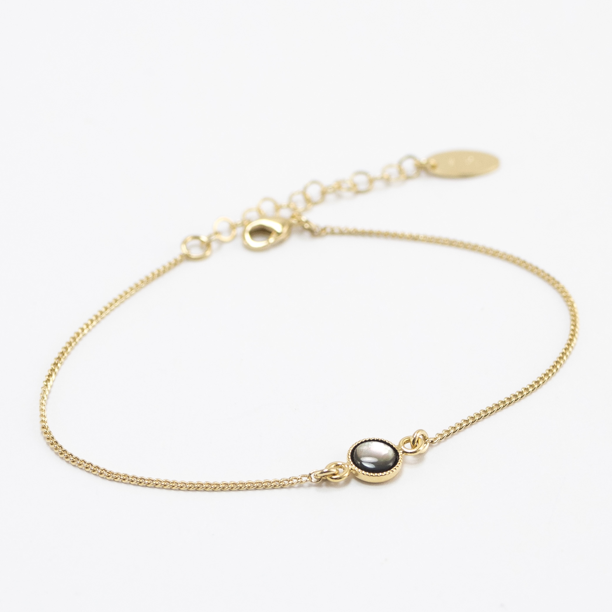 Viadoli Gold-pleated bracelet with grey Mother-of-Pearl 