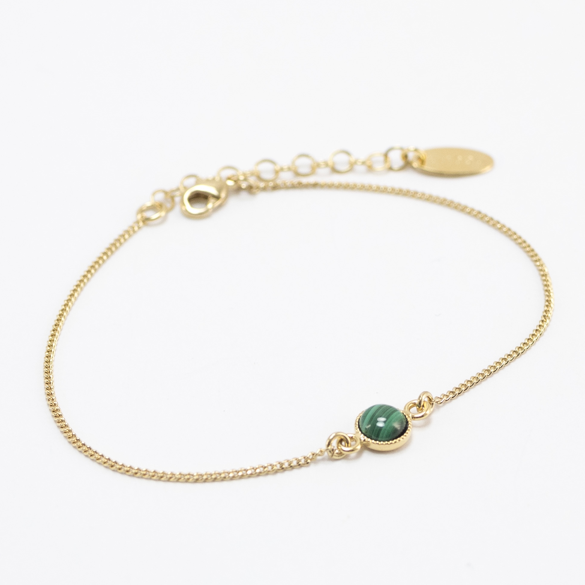 Viadoli Gold-pleated bracelet with Malachite stone