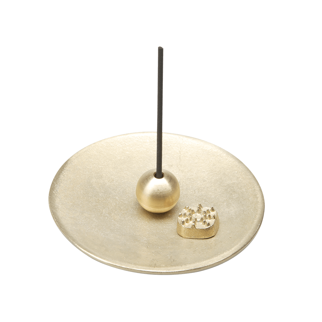 Nousaku Round Brass Incense Stick Holder Set  