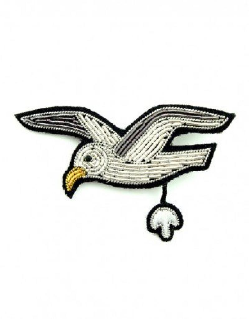 Macon & Lesquoy Hand Embroidered Flying Seagull Brooch