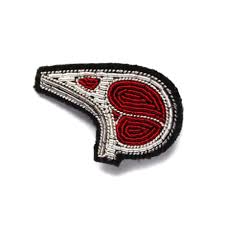 Macon & Lesquoy Hand Embroidered Entrecote Steak Brooch