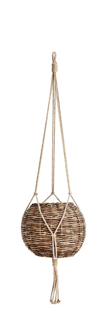 Madam Stoltz Round Rattan Hanging Basket