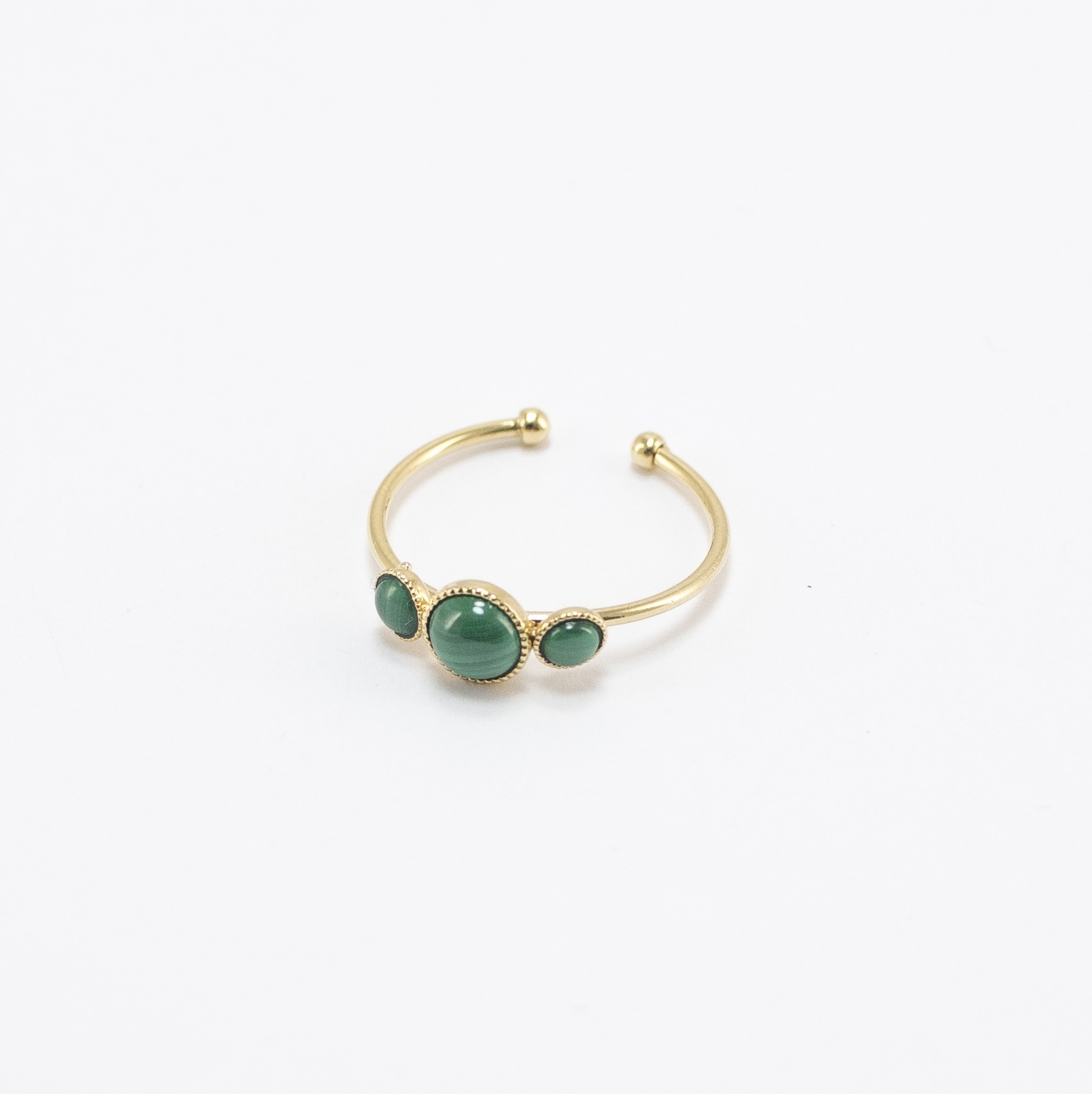 Viadoli Gold Plated With Malachite Stones Marguerite Ring 