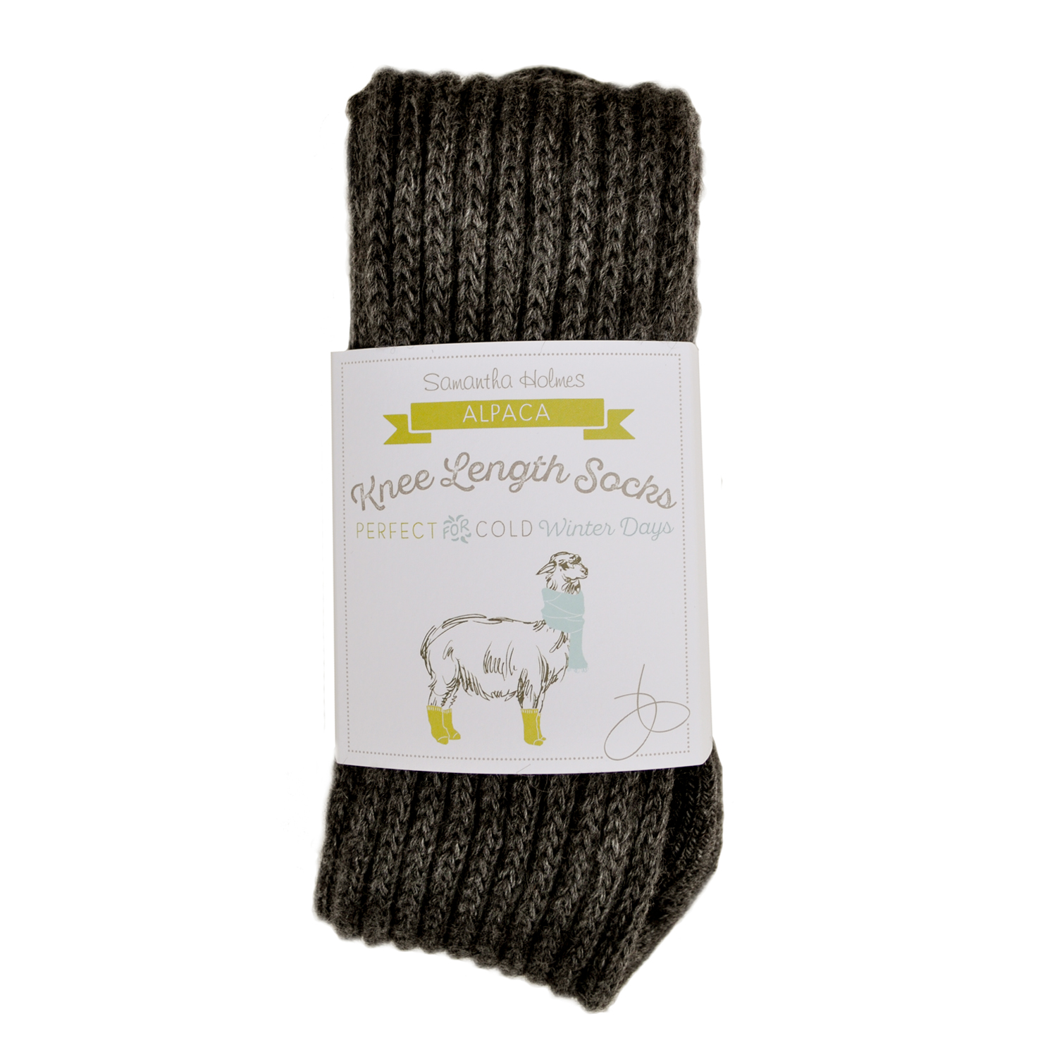 Samantha Holmes Alpaca Knee Length Ribbed Socks in Charcoal