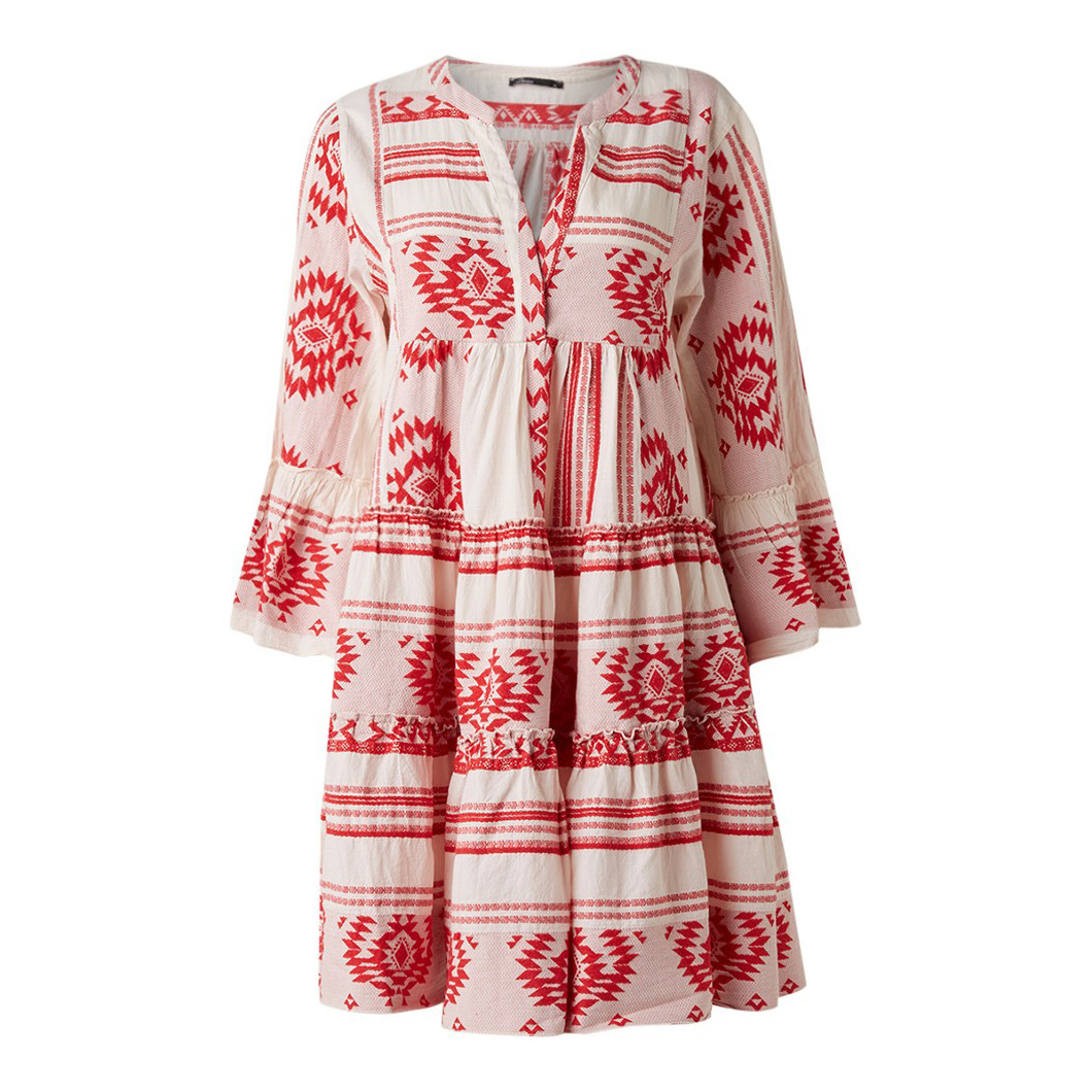 Trouva: Red Aztek Embroidery Dress