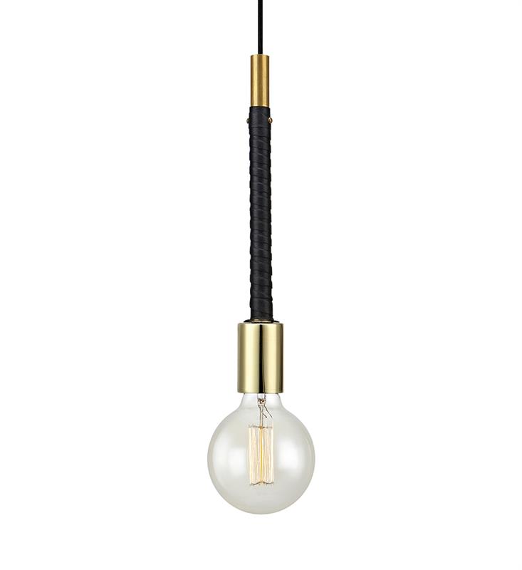 Markslöjd  Saddle Pendent Light - Brass / Black Leather 