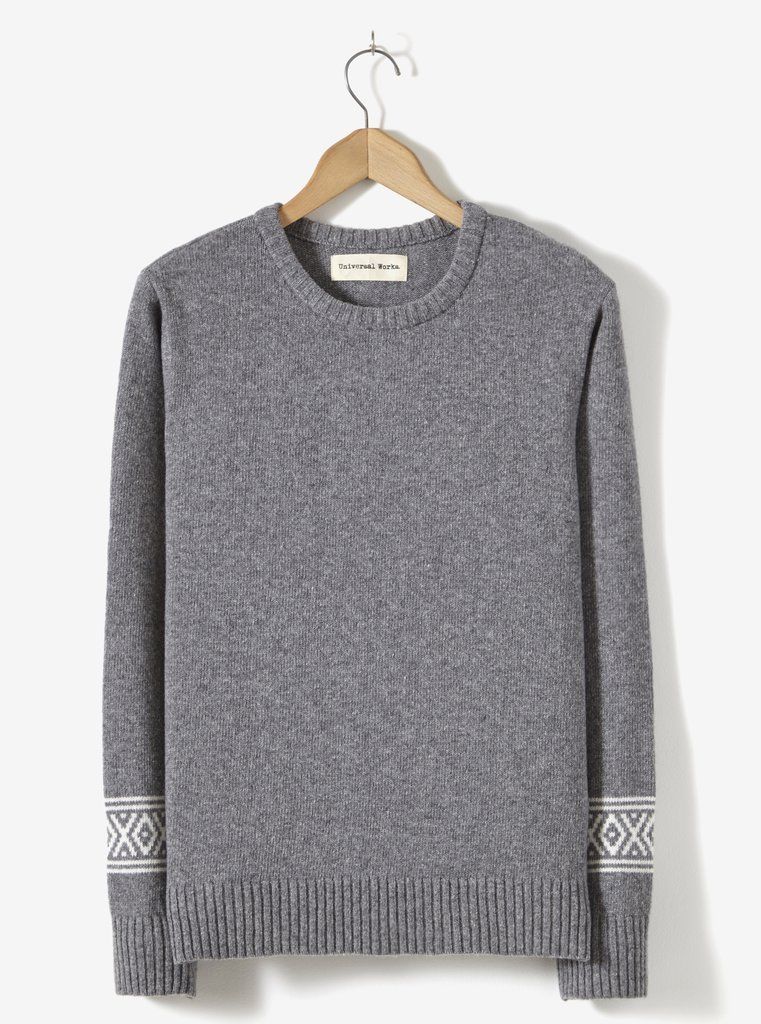 Universal Works Grey Marl Faroe Classic Crew 