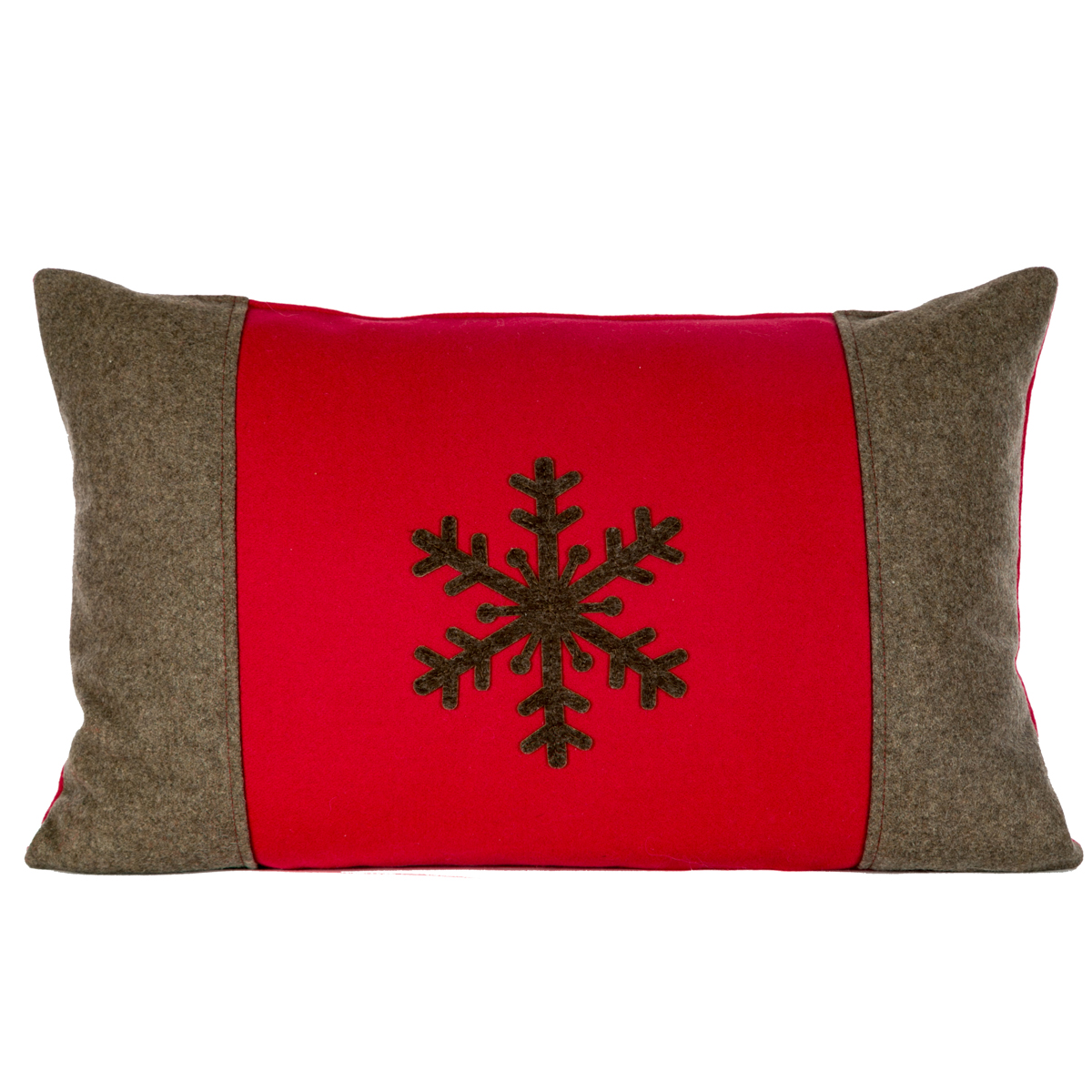 Indigo Diffusion Alpine Style Red and Brown Snowflake Cushion With Reversible Plain Back  