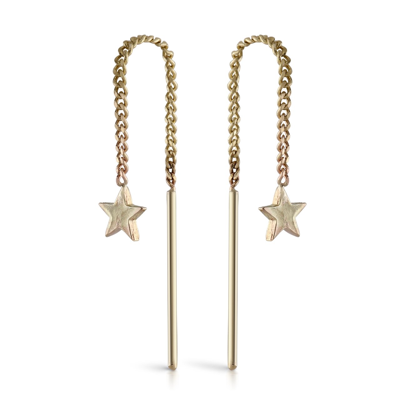 Louise Wade 9ct Solid Gold  Star Thread Through Earings 