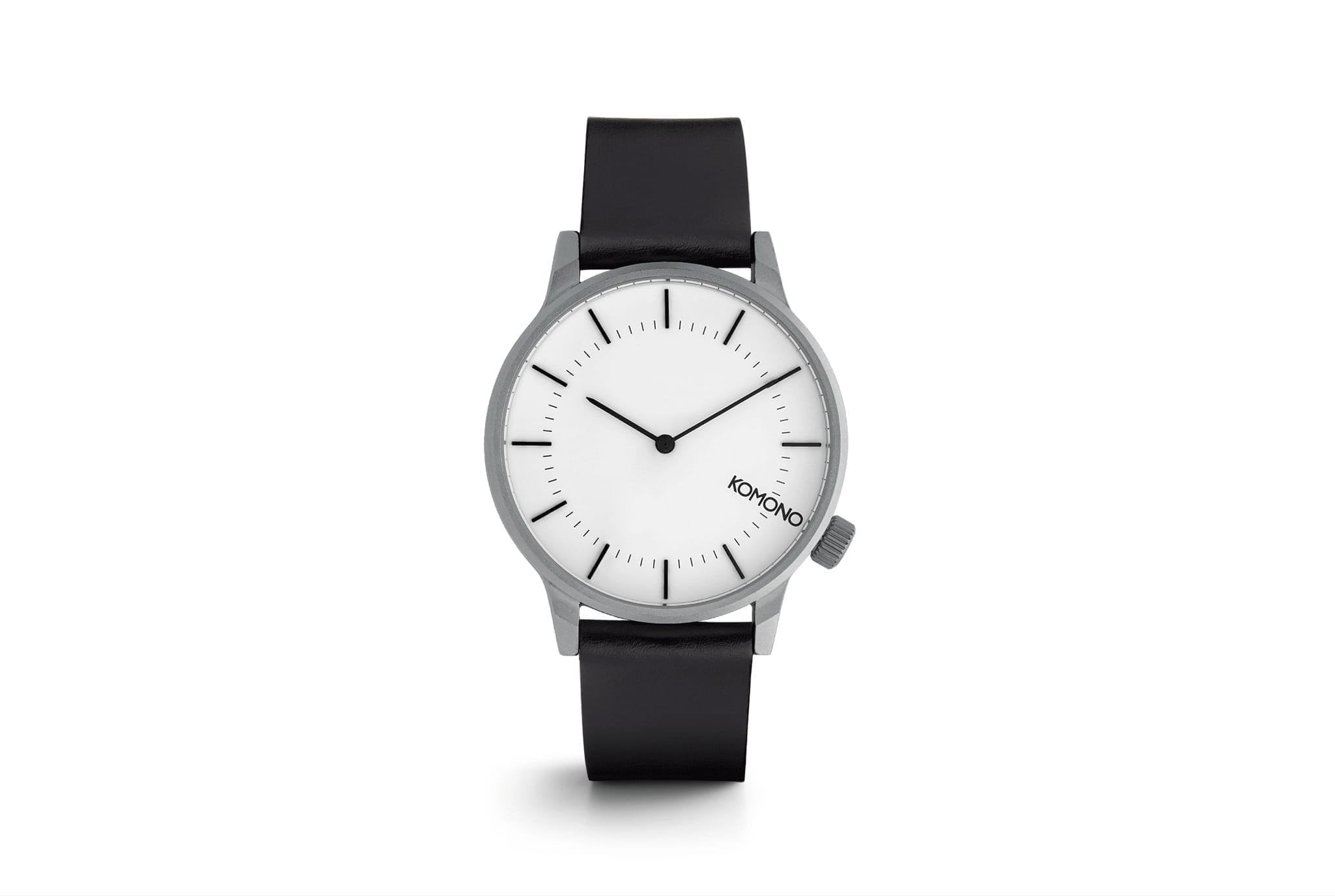 Komono Anthracite Leather Winston Regal Watch