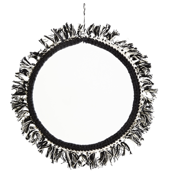 madam-stoltz-round-hanging-black-white-fringed-mirror