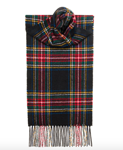 Lochcarron Black Stewart Modern Tartan Lambswool Scarf