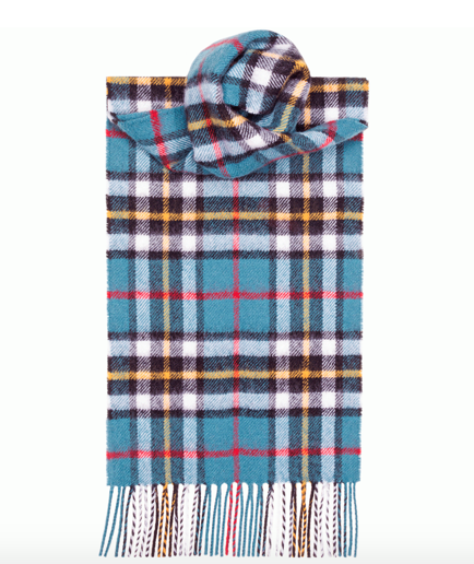 Lochcarron Blue Thompson Tartan Lambswool Scarf