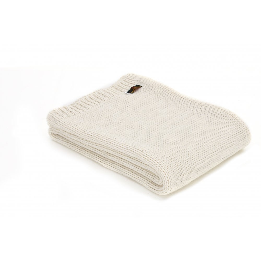 Tweedmill Cream Knitted Alpaca Mix Throw 130cm x 180cm