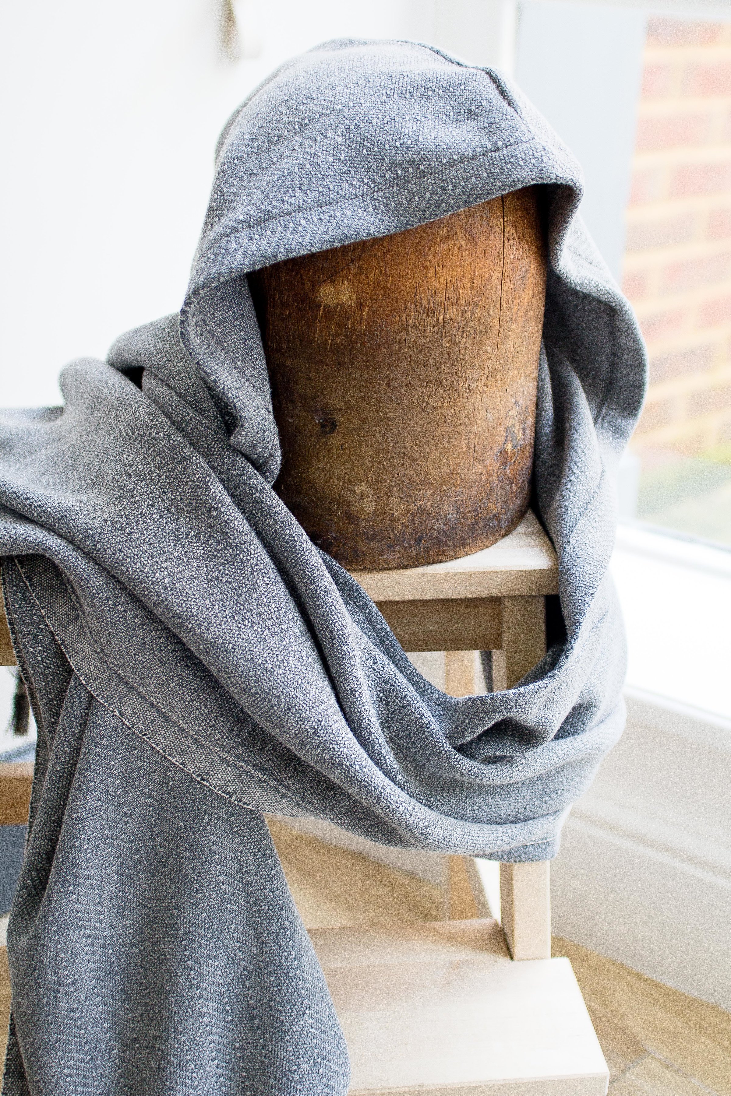 Atolyia Turkish Cotton Hoodie Grey Scarf