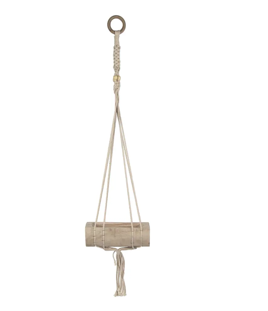 Pomax Square Wood Hanging Flowerpot